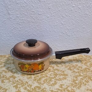 Vintage Sears Merry Mushroom enamelware saucepan Small